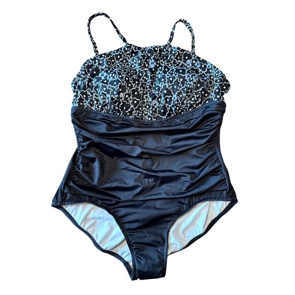 Swim Solutions Tummy Control High Neck One Piece Swimsuit Black Size 14 NWT - Picture 2 of 3